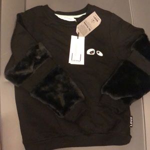 Loud Apparel Sweatshirt with Fur Trim